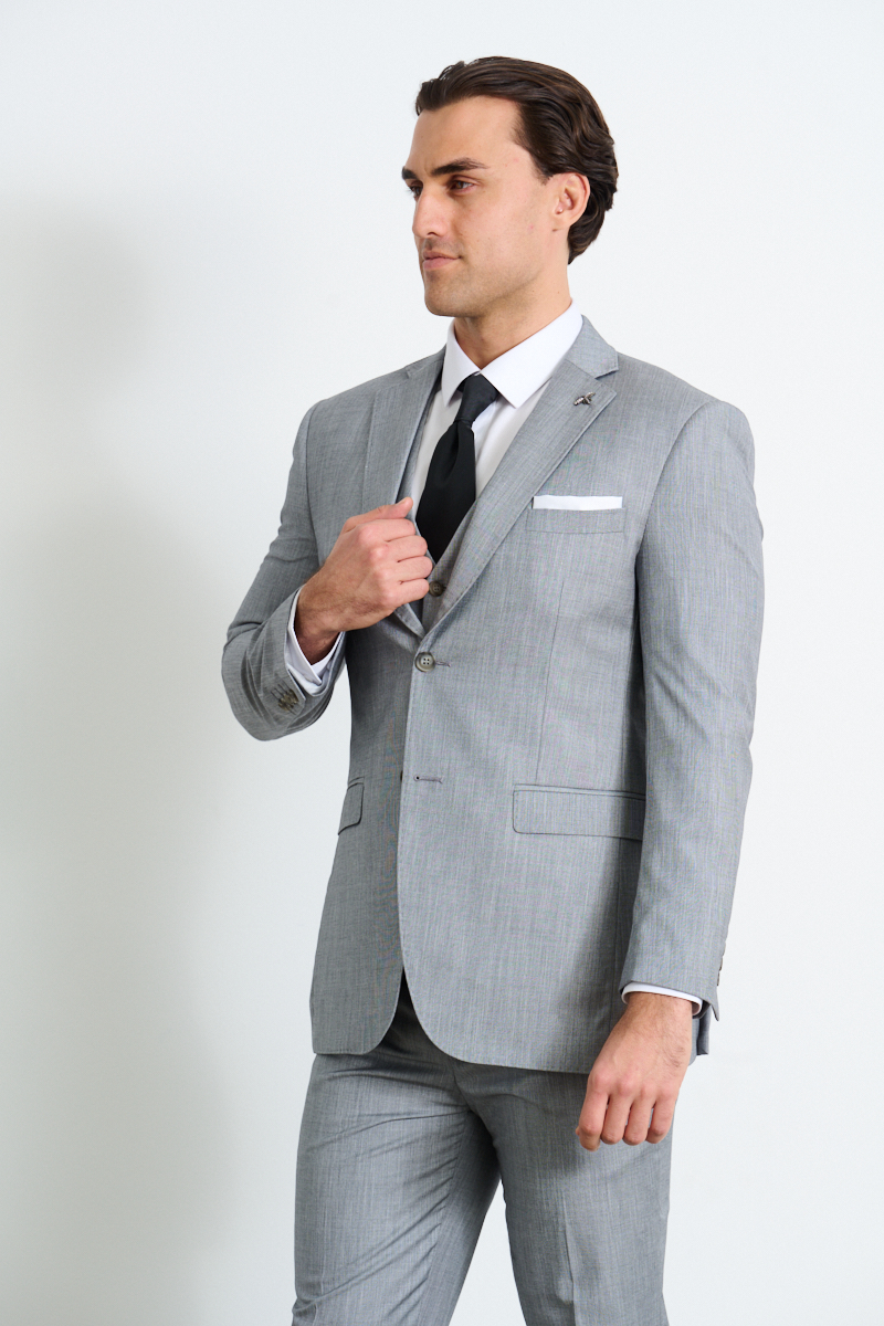 Grey blazer with tie best sale