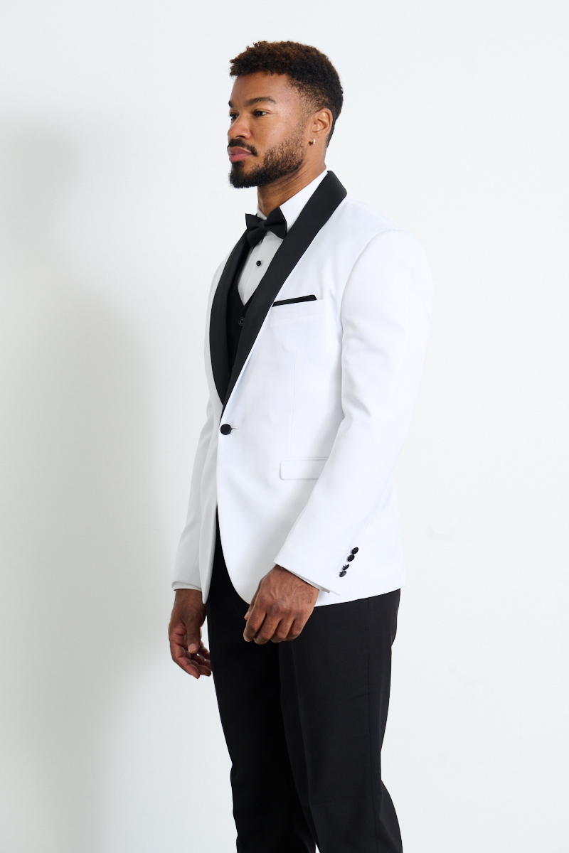 White Tuxedo with Black Lapel Jacket
