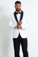 White Tuxedo with Black Lapel Jacket