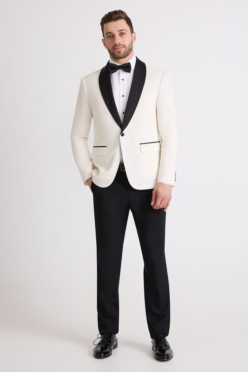 Ivory Tuxedo with Black Lapels