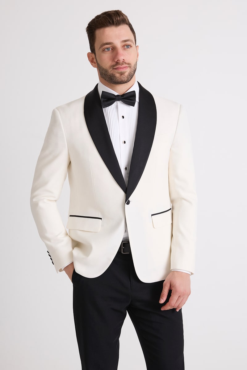 Ivory Tuxedo with Black Lapels