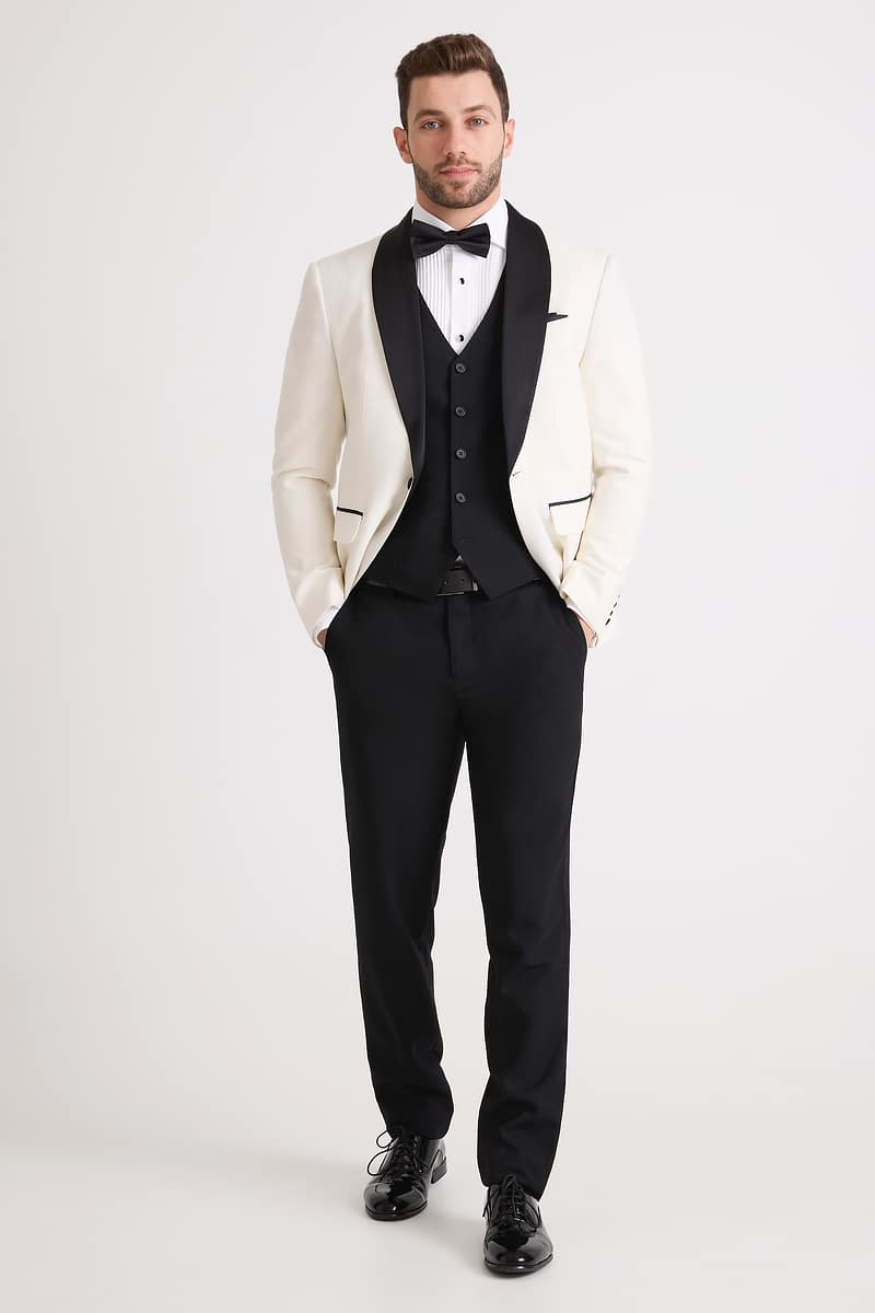 Ivory Tuxedo with Black Lapels