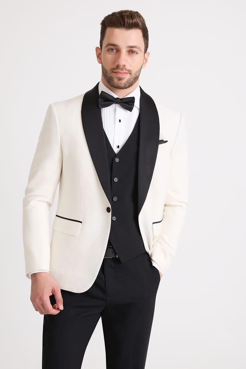 Ivory Tuxedo with Black Lapels